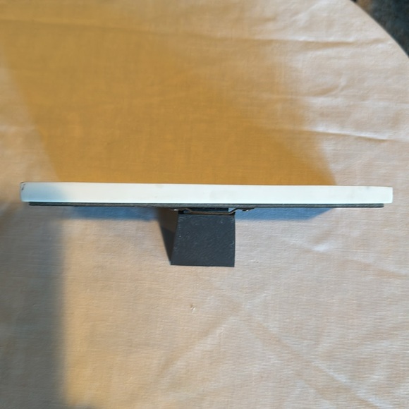 Cute White and Gray Marble Stone Desk, Shelf, or Wall Sign with Fleur de Lis - Picture 3 of 5